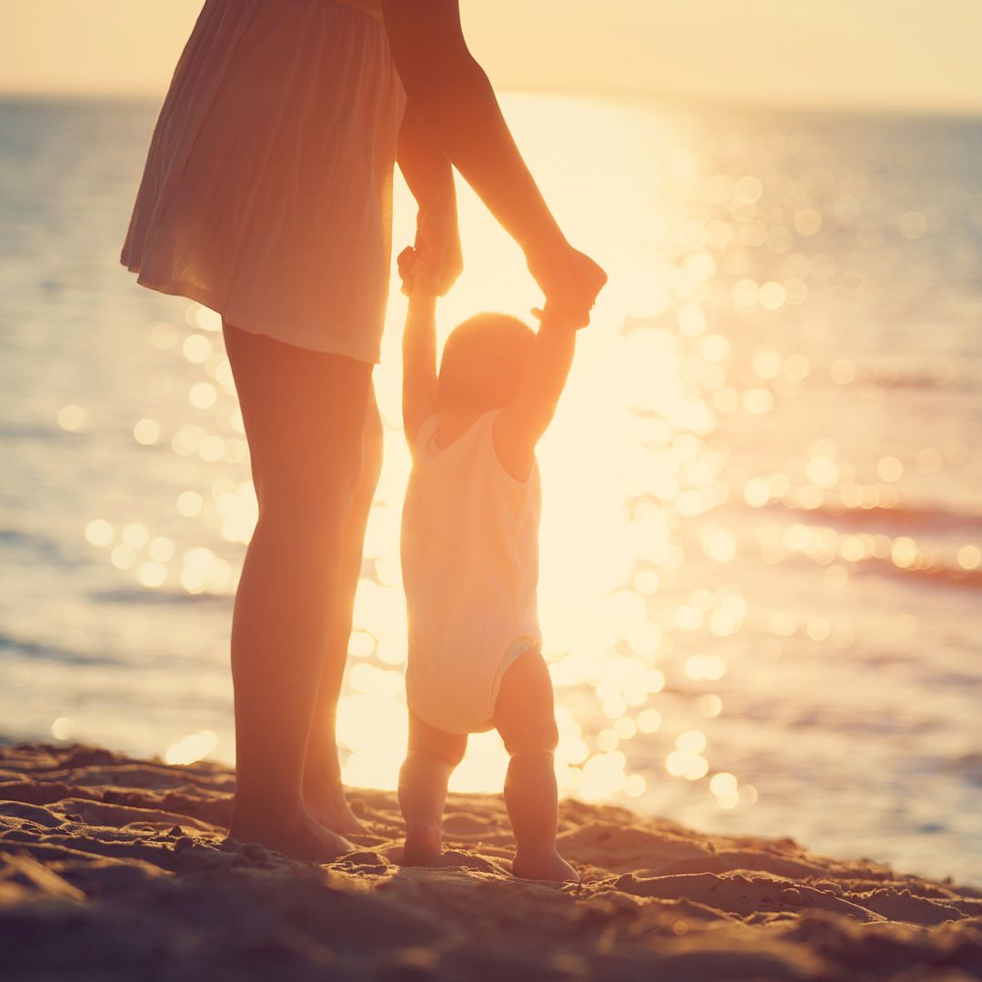 Mother and Baby on beach