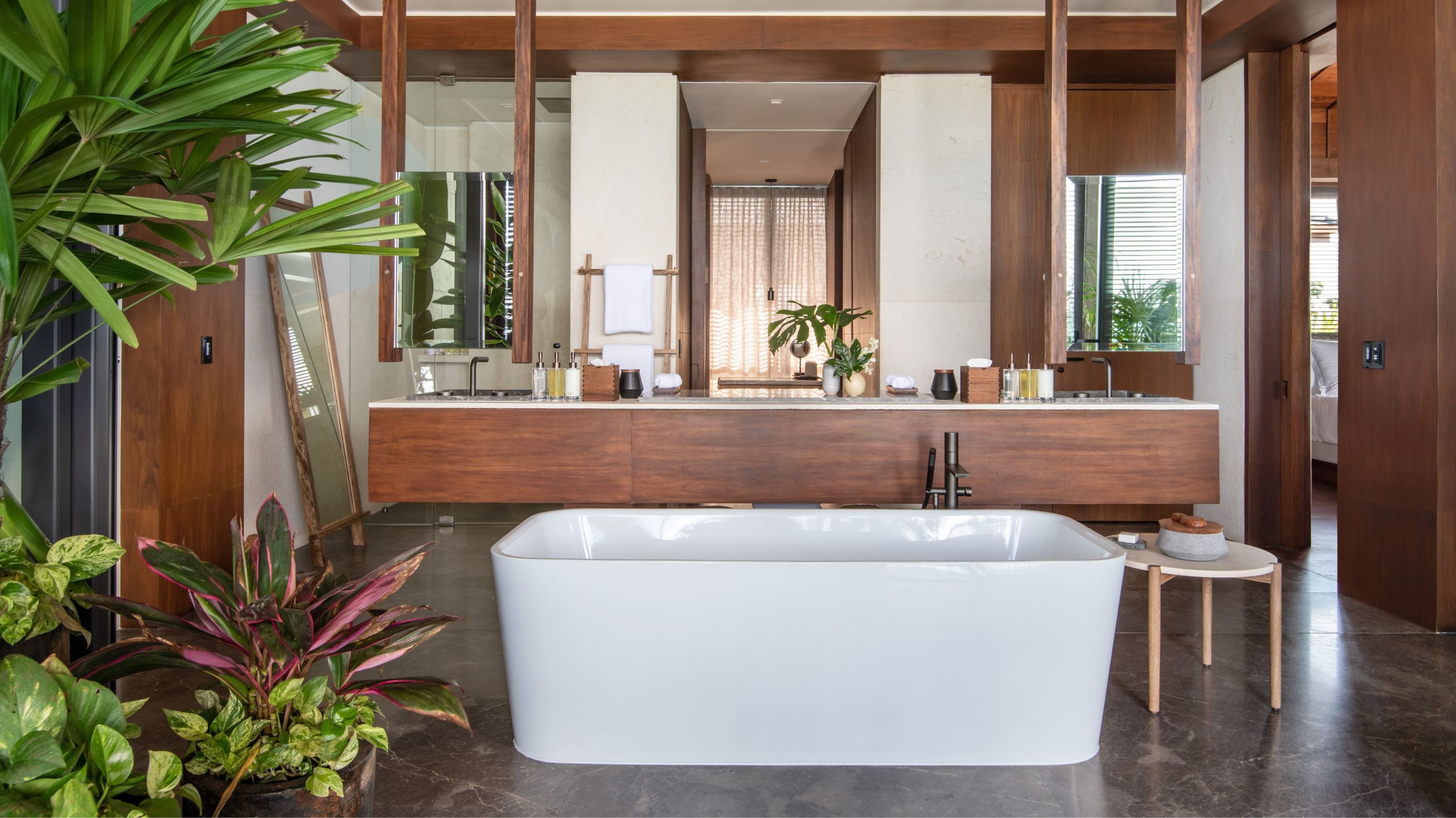 Beachfront master bedroom bathroom with outdoor shower