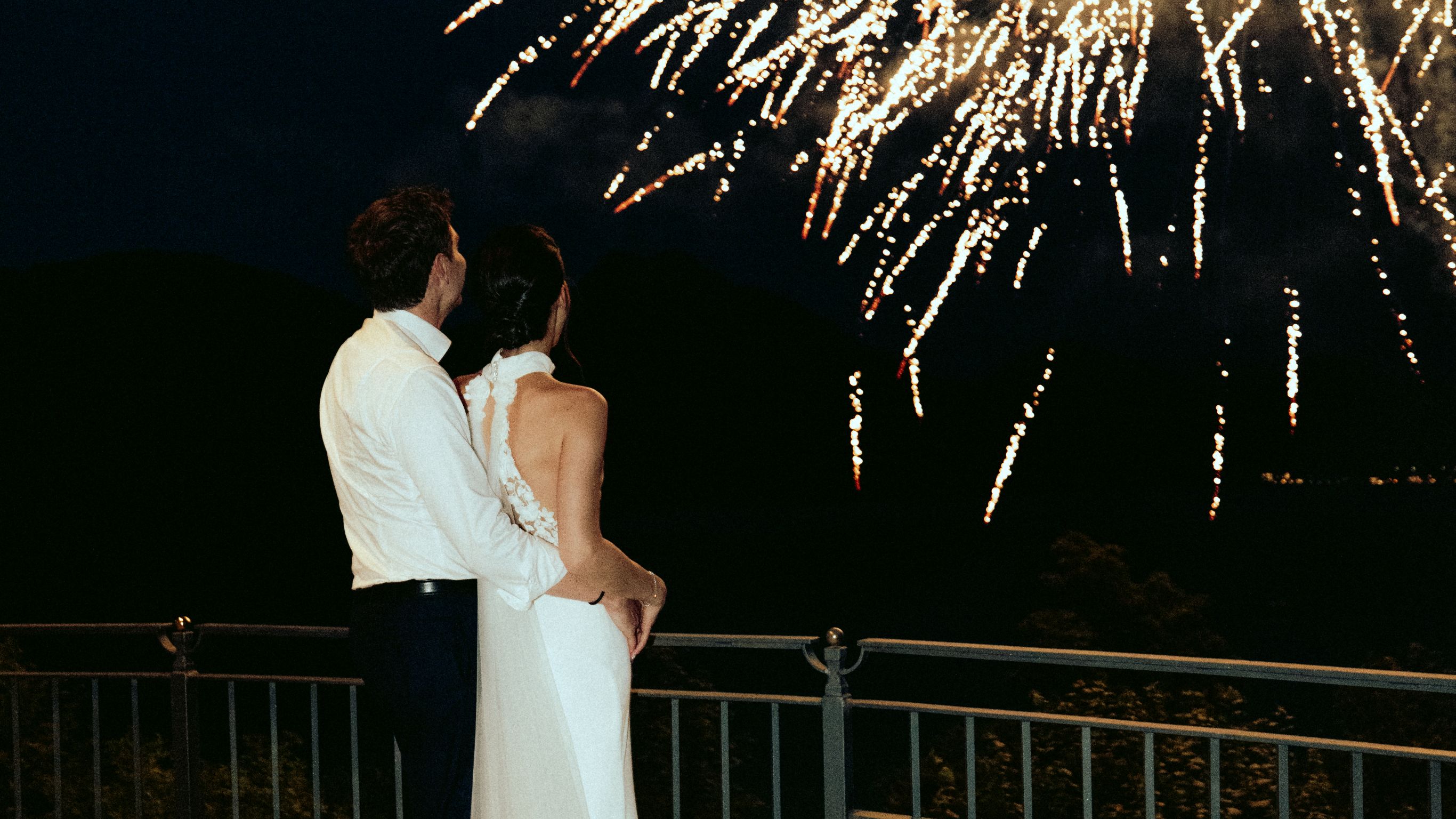 Fire works for the wedding couple