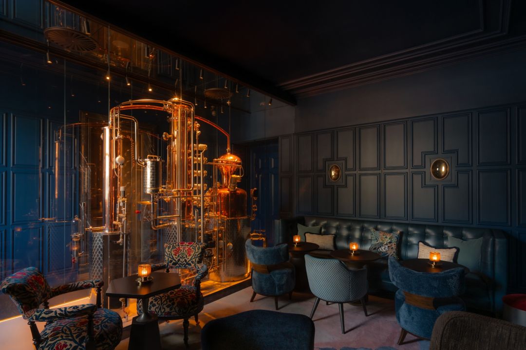 Large sculpture of an architectural structure in lobby