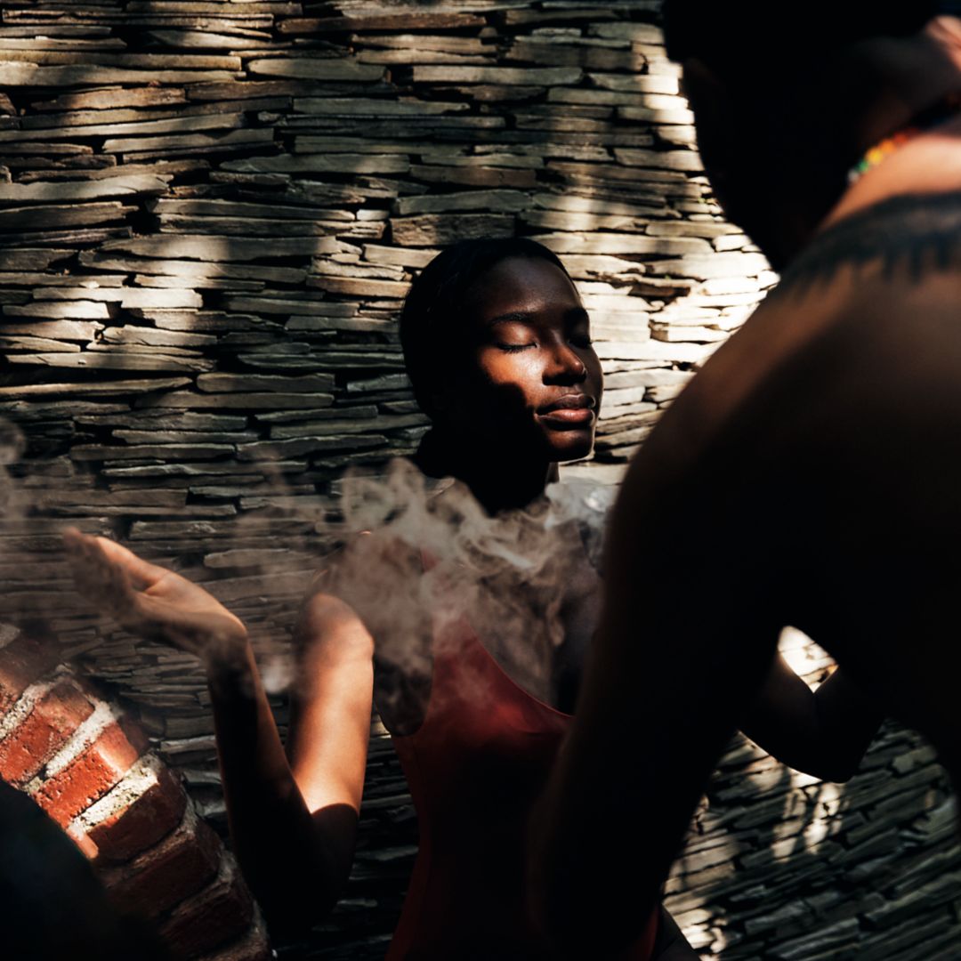 Woman in a Temazcal ceremony