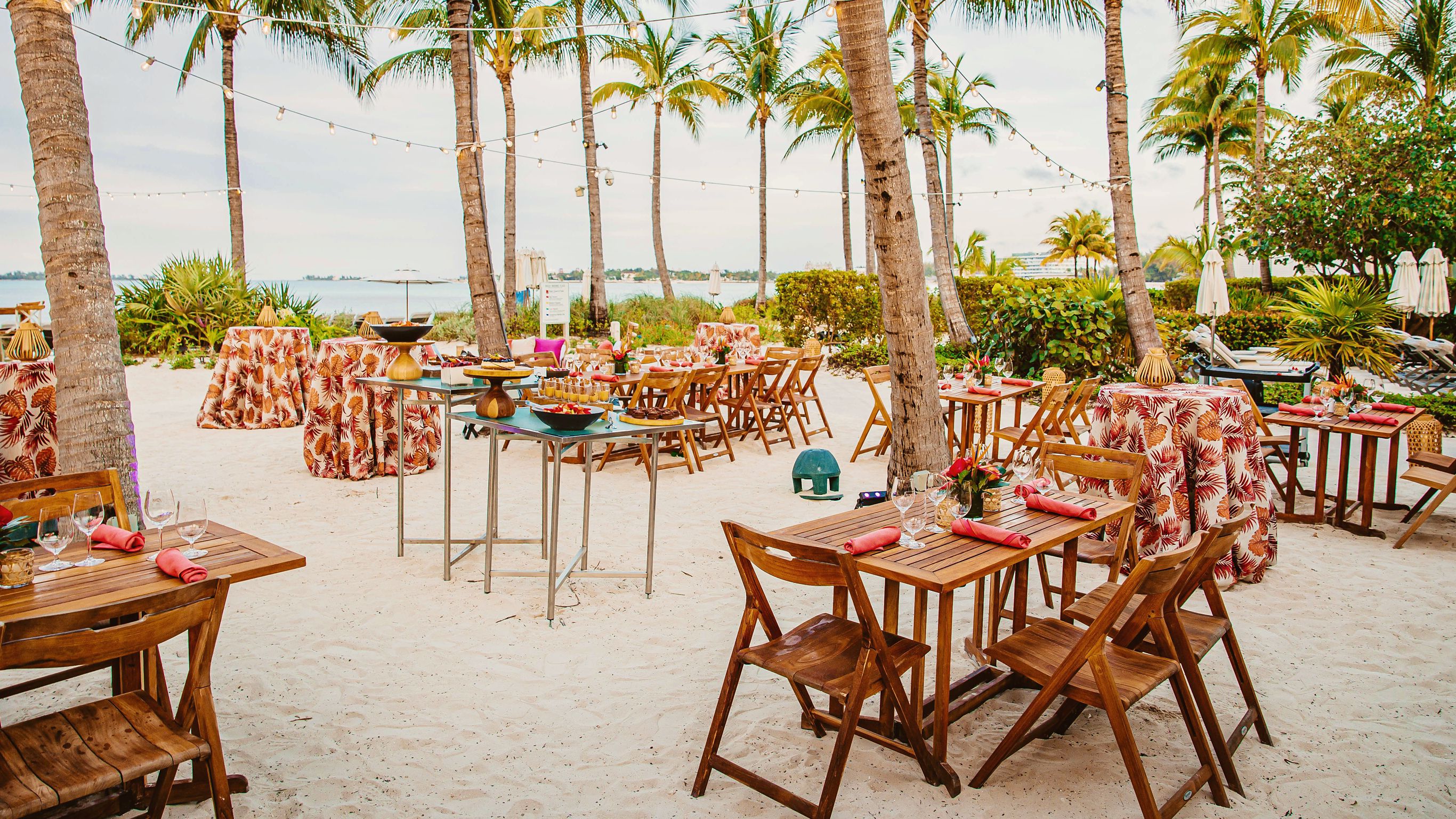 Dinner setup at Tingum on the Sand