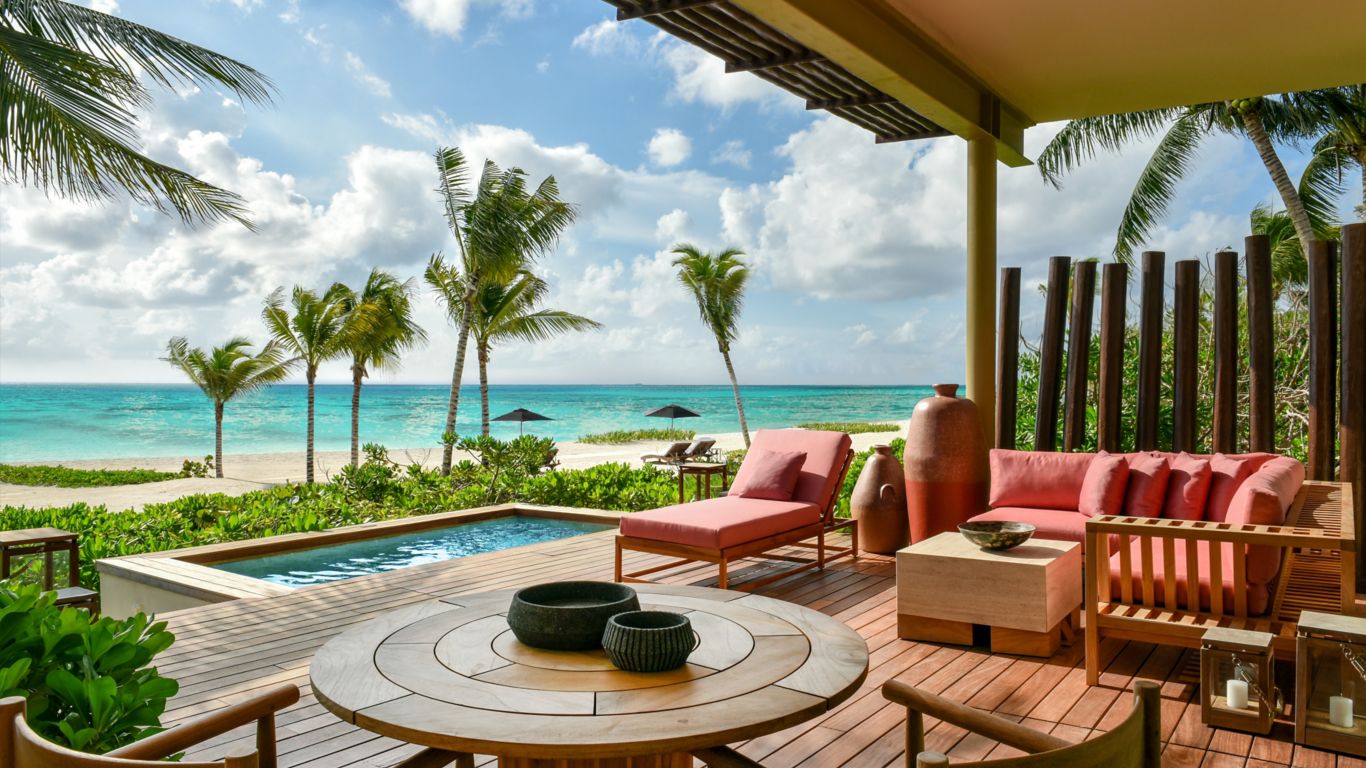 Aerial shot of canals and lagoons with boat passing by