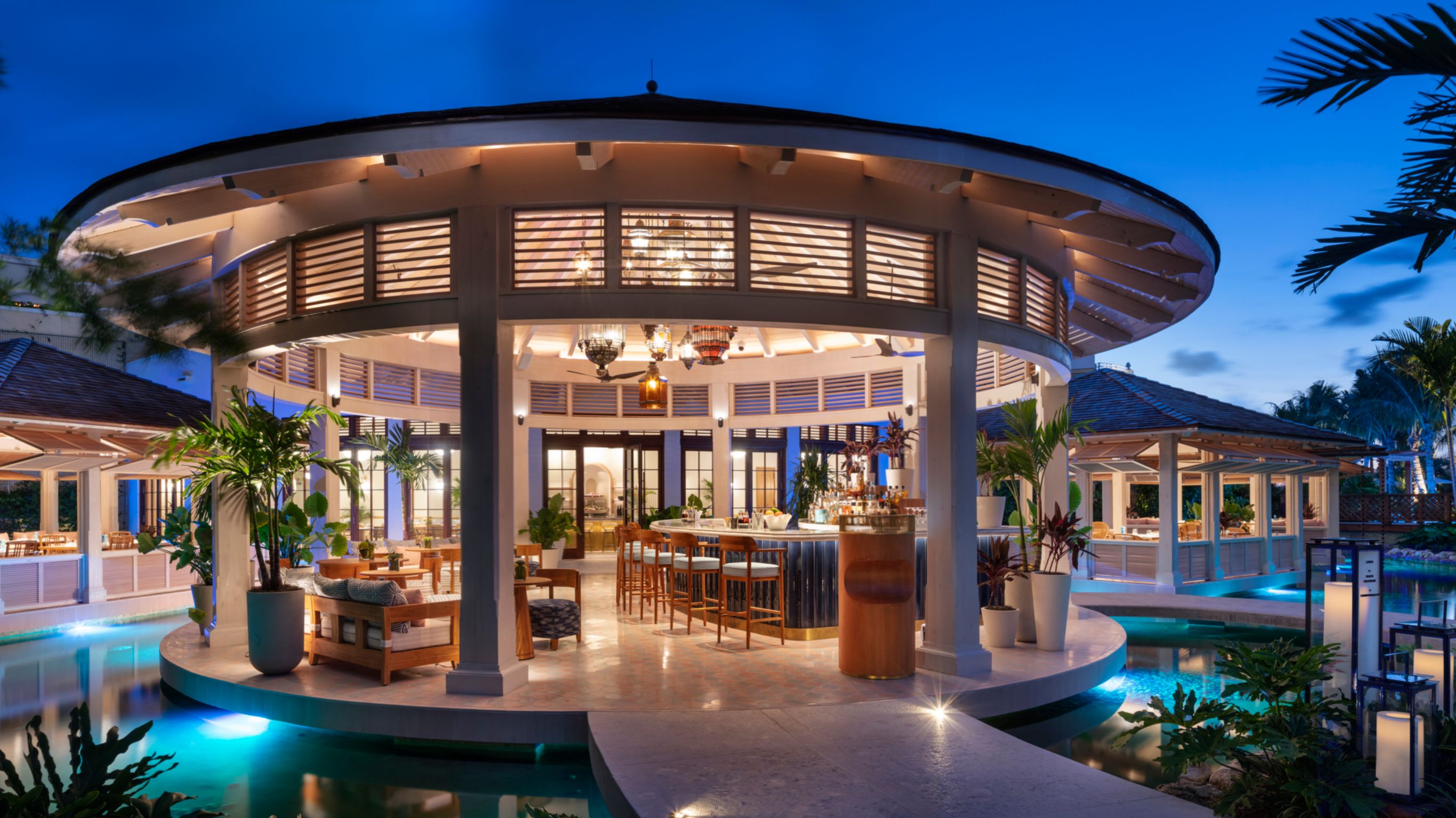 view of costa exterior at night