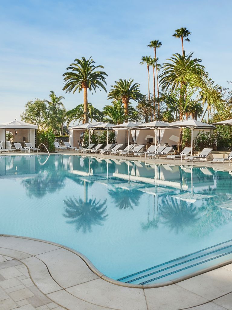 outdoor cabanas by pool on Rosewood Miramar Beach Pool Santa Barbara Hotels With Pools