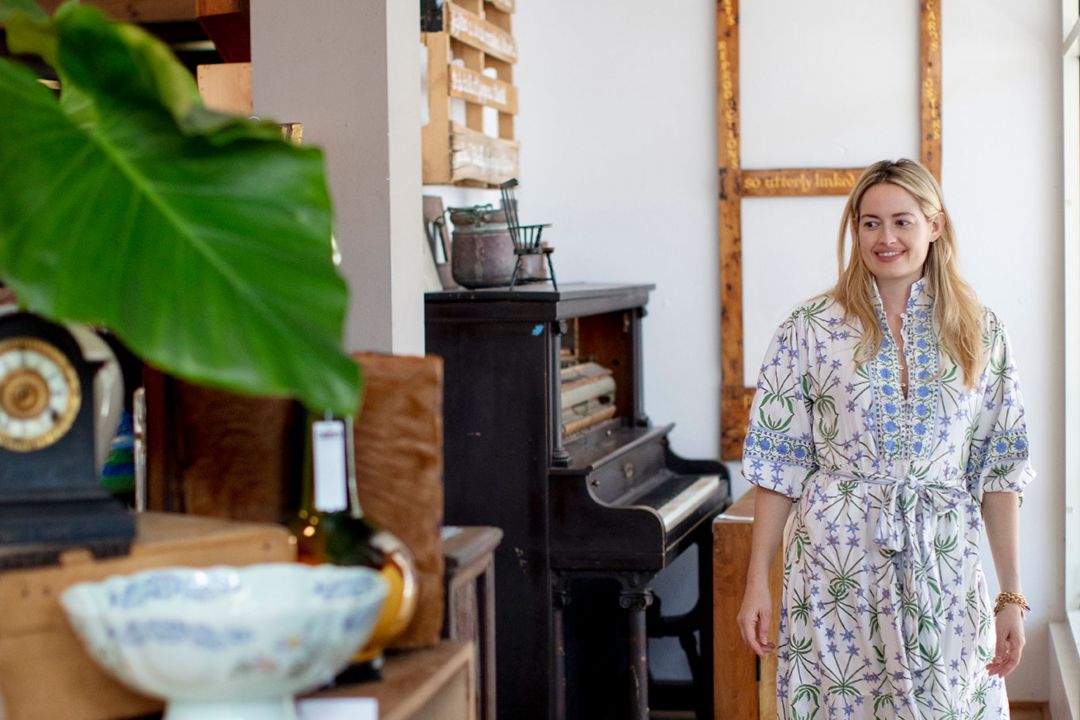 sarah bray browsing antiques in Orange Bay Company