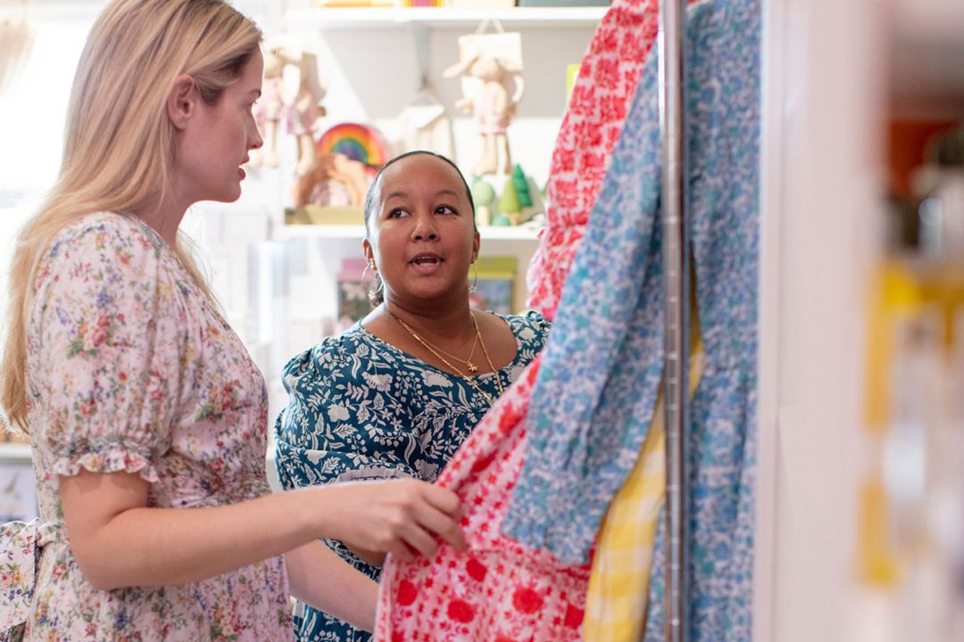 sarah bray browsing in tuck shop with alicia tucker