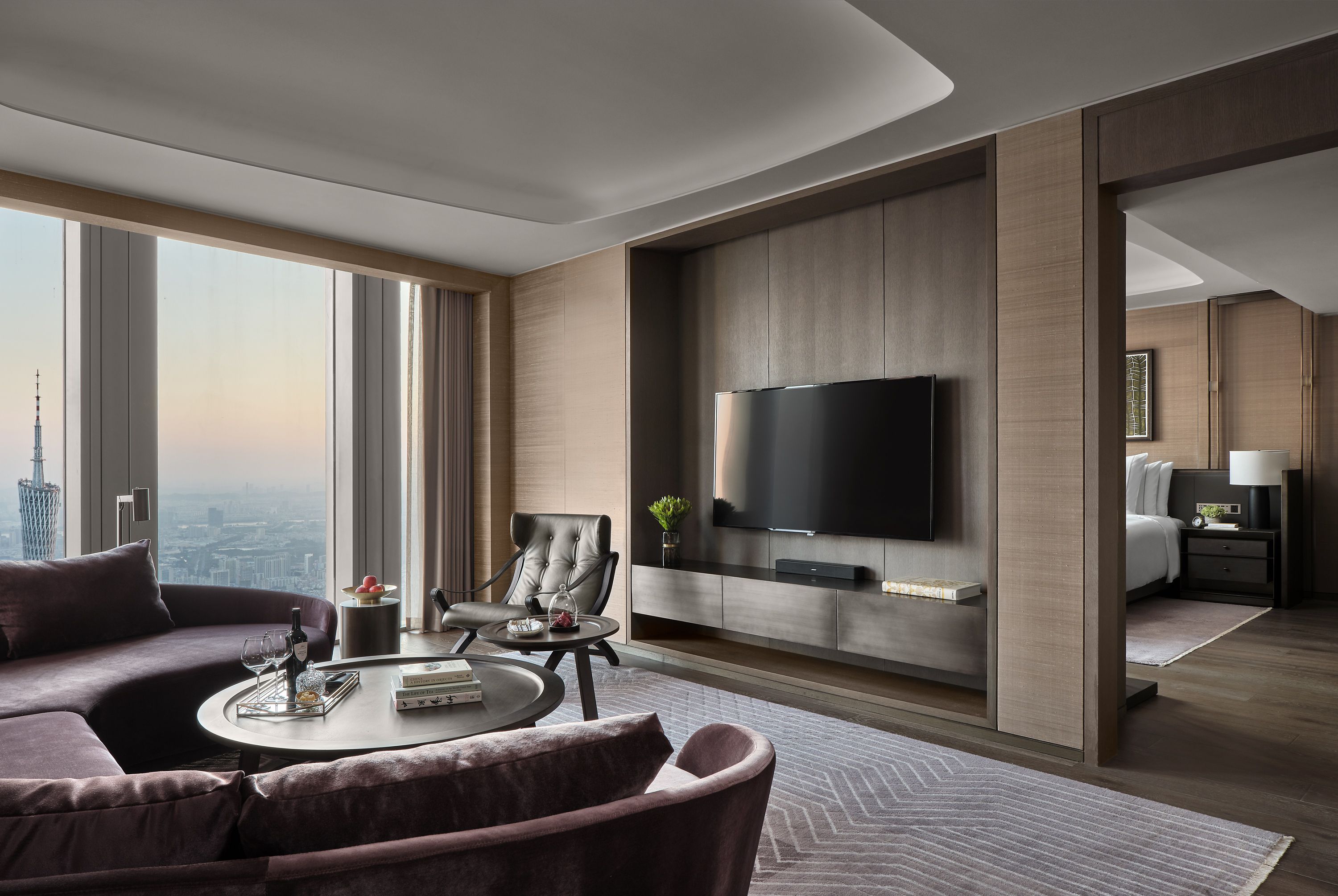 Executive Suite Guangzhou Suites Rosewood Guangzhou   Rwgzu Executive Suite Living Room Dusk